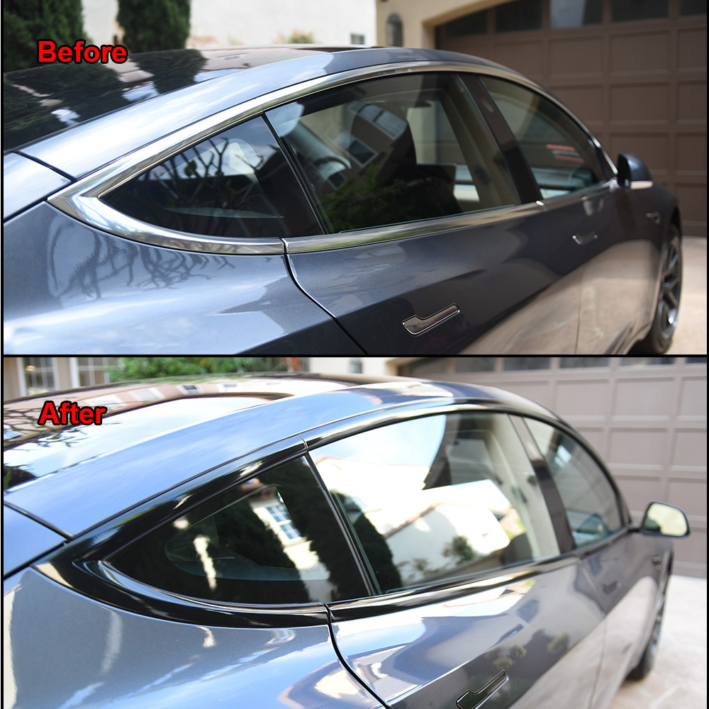 3/5/7/10CM Màu Đen Bóng Vincy Sọc Chrome Xóa Vincy Cửa Sổ Viền Cho Xe Ô Tô nội Thất Hood Mái Cột Trụ