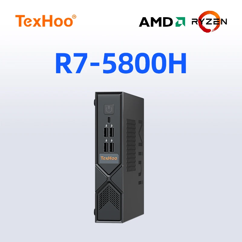 TexHoo Mini PC Computadora para Juegos AMD 6600H 5800H 4600H 5700U 4300U Procesador Windows 11 Pro DDR4 NVME WIFI6 HDMI VGA