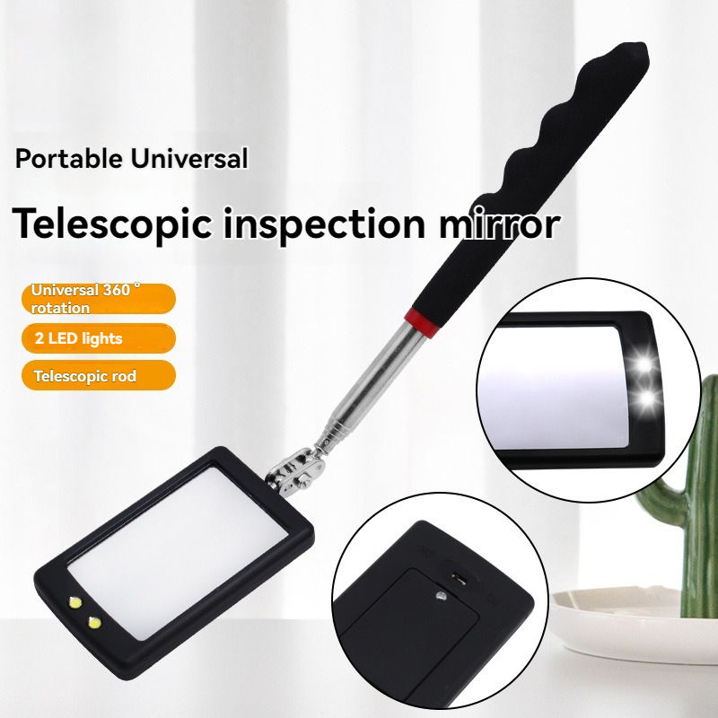 Портативный универсальный 360-градусный выдвижной отражатель шасси автомобиля со светодиодной подсветкой, зеркало для проверки днища автомобиля