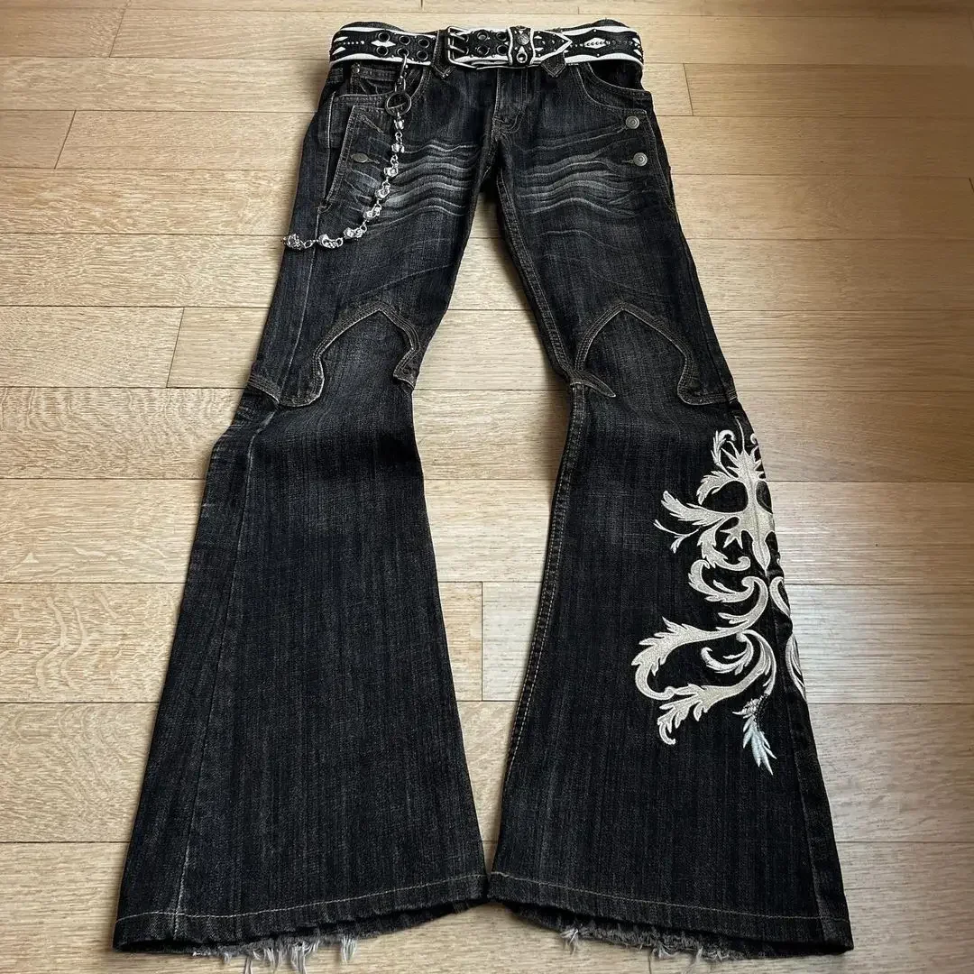 Y2K Micro La rétro cargo pantalon hommes pantalon à jambes larges nouveau taille haute Harajuku ample brodé femmes avec Rock Punk Style jean