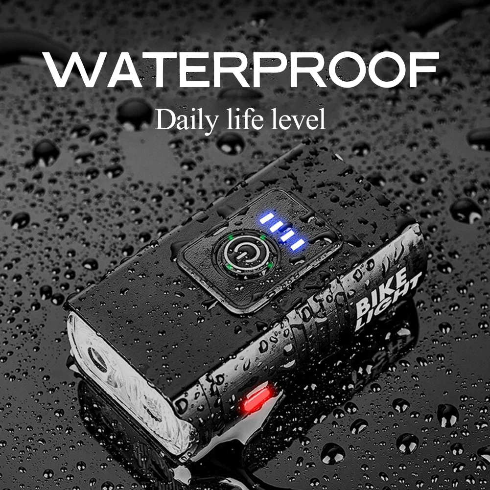 MTB Bike Front Rear Light Set Rechargeable Power Display Headlights Easy to Install Bicycle Warning Taillights for Riding Safety