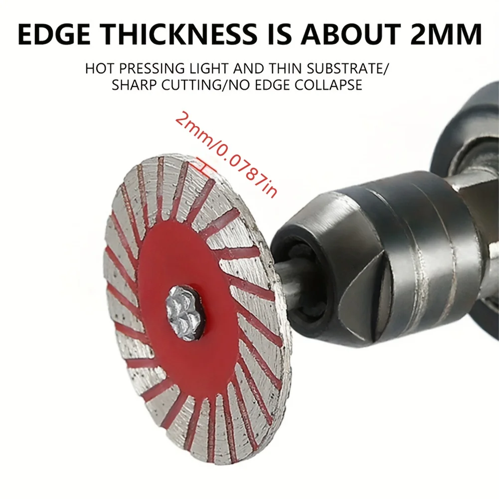 Discos de corte de diamante de 40 mm, mini hoja de sierra turbo para tallar azulejos de cerámica de mármol granito, herramienta de tallado de piedra con vástago de 6 mm