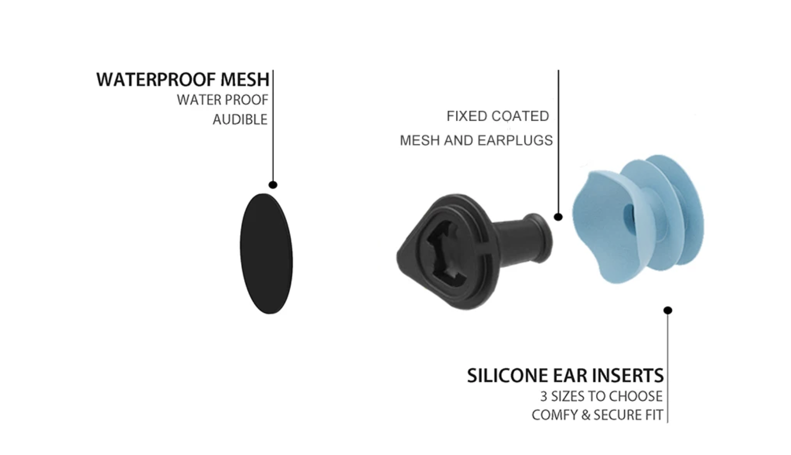 Tapones para los oídos para nadar, tapones para los oídos impermeables con sonido de silicona suave, para buceo, Surf, natación, a prueba de agua, auriculares táctiles, juego de snorkel