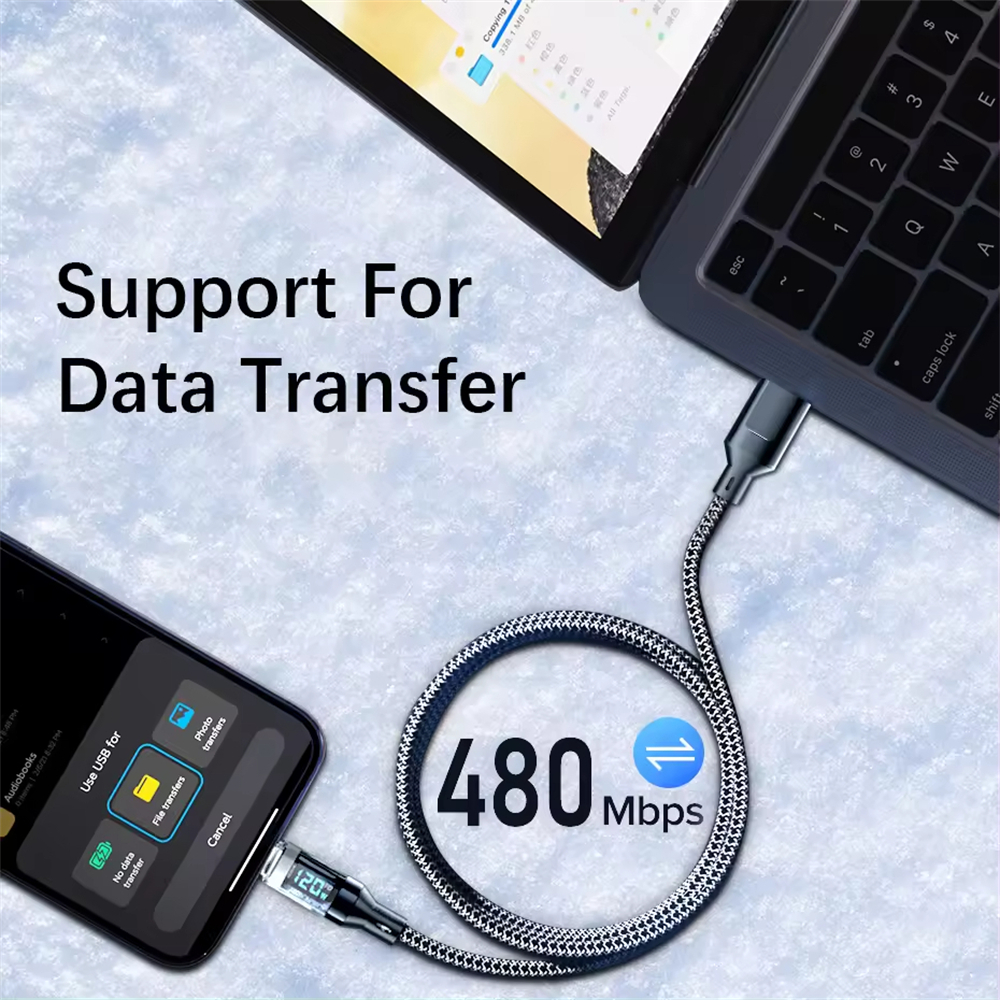 NNBILI 120W USB C Cable Super Fast Charging Type C Digital Display Phone Charge Data Cord For Xiaomi Samsung Huawei