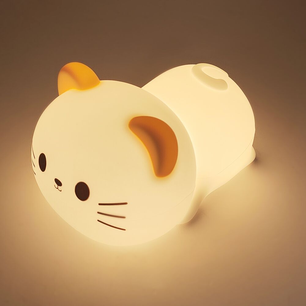 Silicone Dog Nursery Night Light 3 Level Brightness Cat Sleeping Nightlights Touch Sensor Beside Lamp For Kids Room
