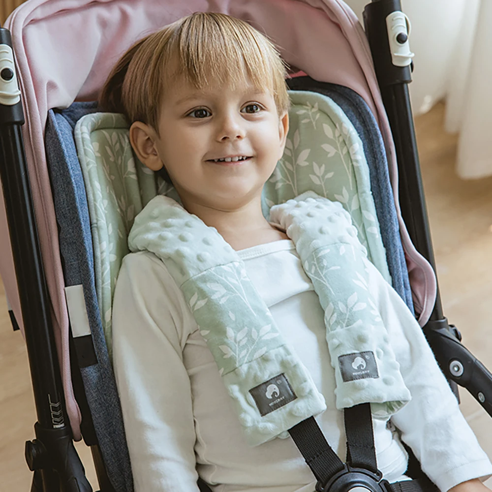 Carrinho Almofada e Cabeça Travesseiro e Cinto de Sede, Universal Pram Pad, Algodão Macio, Lados Duplos, Usáveis Acessórios Do Bebê, 3Pcs por Conjunto