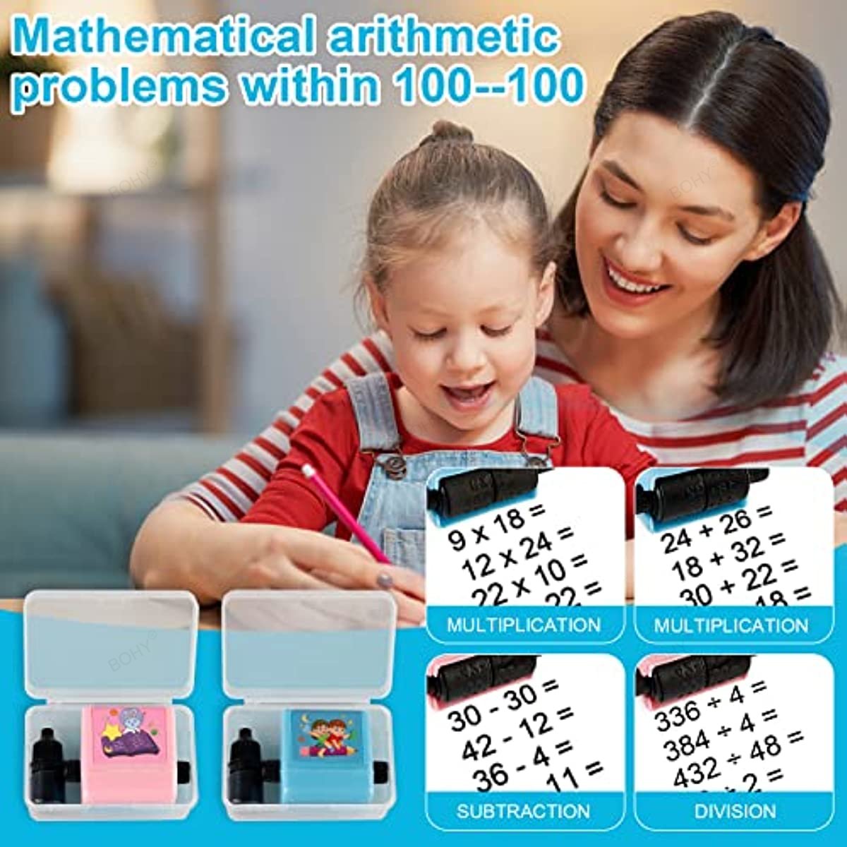 Math Roller Digital Teaching Stamp for Addition Subtraction Multiplication Division Preschool Kindergarten Homeschool Supplies