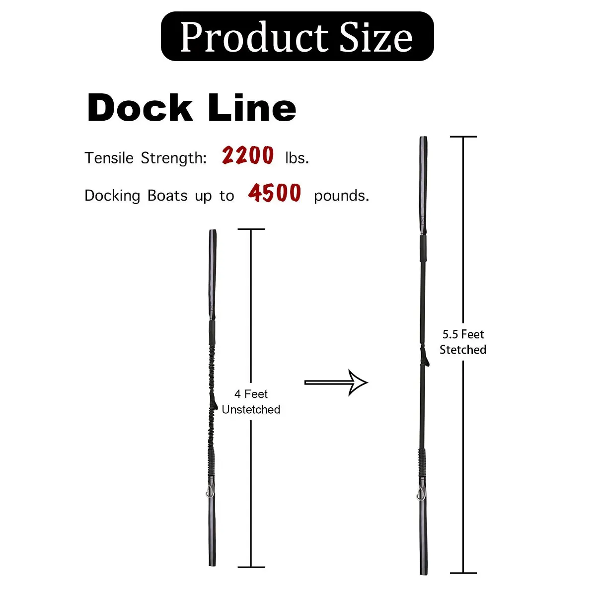 Linhas de doca elásticas corda marinha bungee cabos laços de choque para caiaque watercraft jet ski pontão canoa potência com tira reflexiva