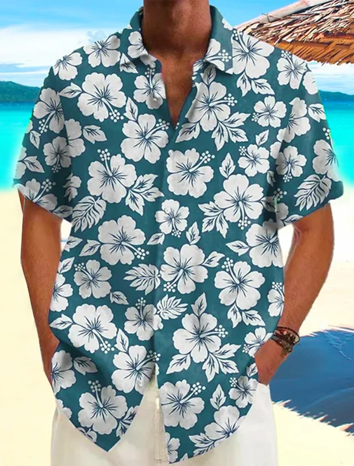 Herren hemd Sommer Hawaii hemd Freizeit hemd Strand hemd Kurzarm Blumen pflanzen Revers Hawaii Urlaub Kleidung Kleidung