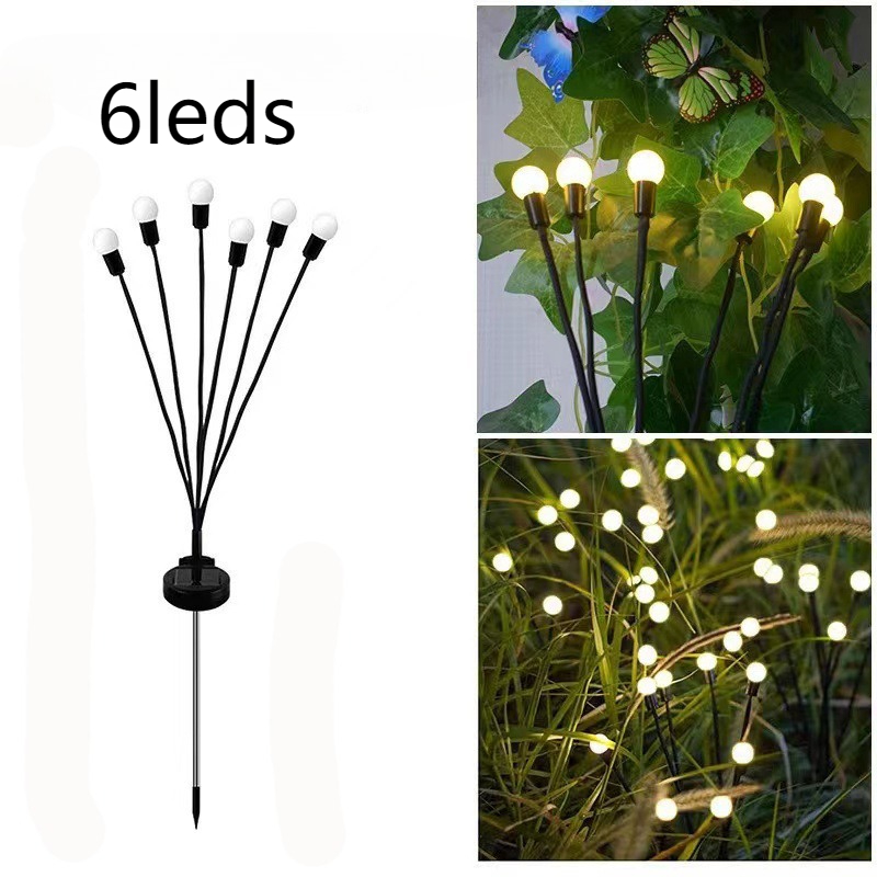 6/10 led solar luzes do jardim alimentado firefly luzes ao ar livre decoração do jardim luzes da paisagem fogos de artifício firefly lâmpadas do gramado