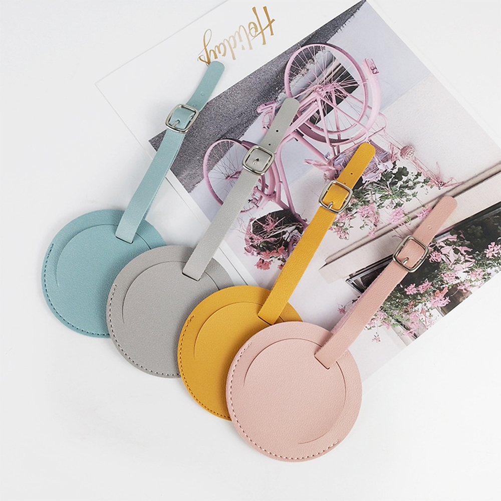 Etiqueta de equipaje redonda encantadora y elegante, letras personalizadas, accesorios de viaje populares, etiqueta de tarjeta de equipaje para maleta, regalo con iniciales personalizadas DIY