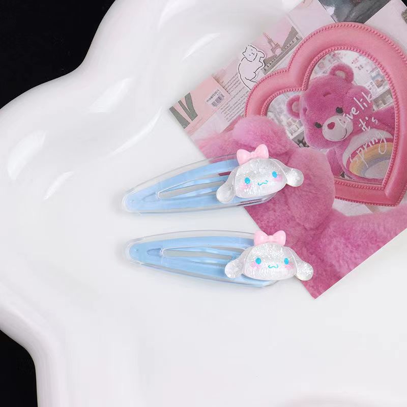 2 ชิ้น Sanrio สาวผมคลิป Kawaii Mymelody Kuromi Cinnamoroll Hairpin เด็กอุปกรณ์เสริมผมของขวัญ