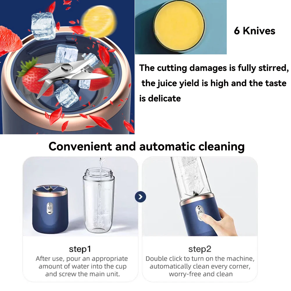 Tragbare elektrische Entsafter blau rosa ABS Tasse Multifunktions Obst Gemüse Lebensmittel Mixer Milchshake machen Mixer wiederaufladbar