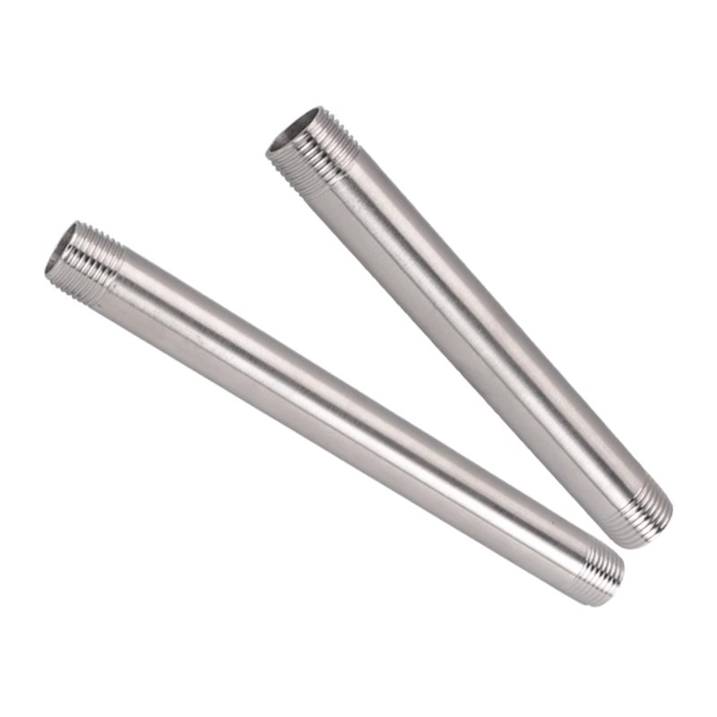 Comprimento 50/100/150/200/250/300mm 1/4 "3/8" 1/2 "3/4" -2 ”BSP Rosca Macho Longo Mamilo 304 Conector de encaixe de tubulação de aço inoxidável