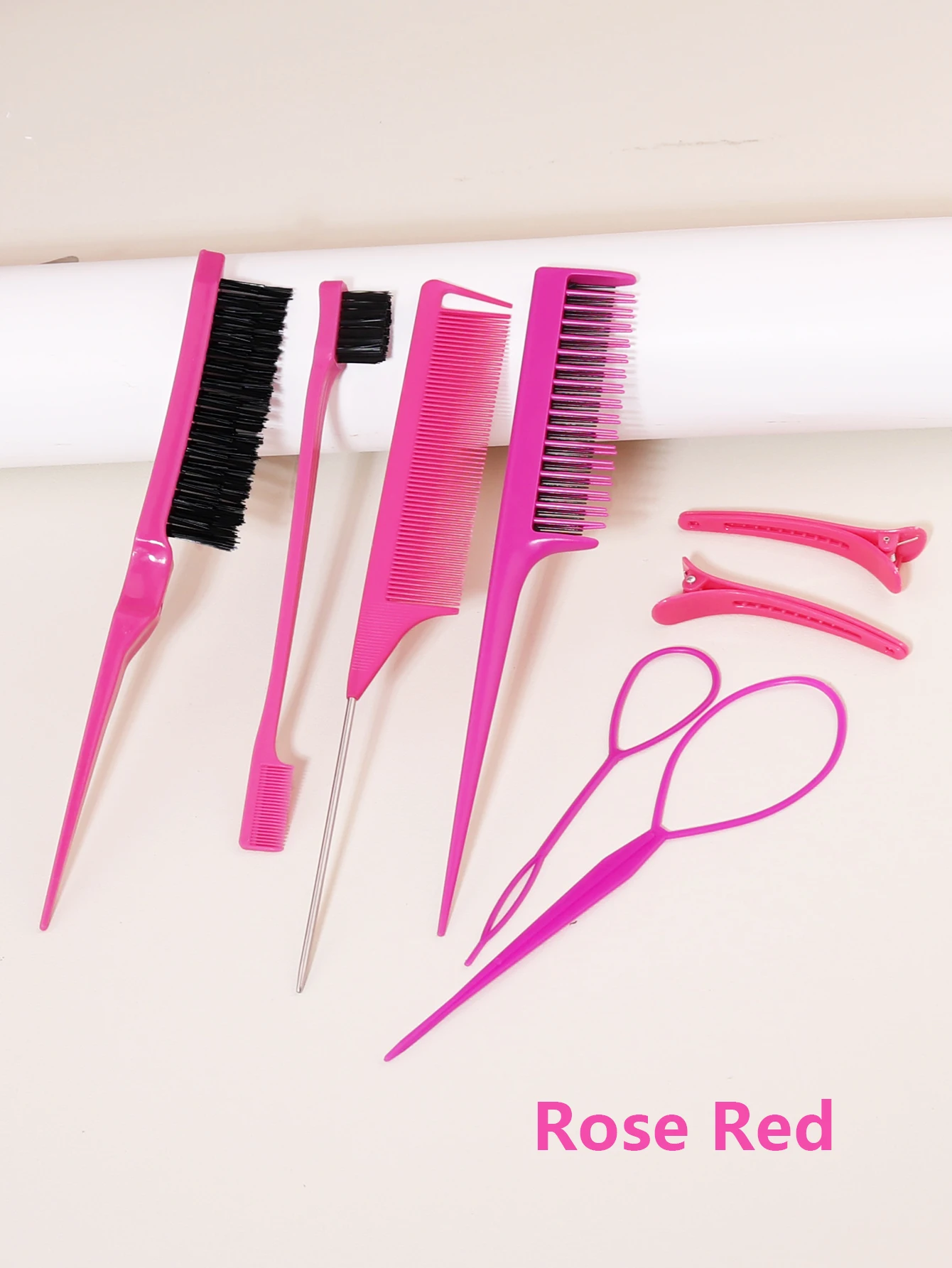 Conjunto de pente de estilo de cabelo de 8 peças com pente de rasgo triplo pente de cauda de mouse escova de borda acessórios de salão de cabeleireiro especial para perucas de cabelo real