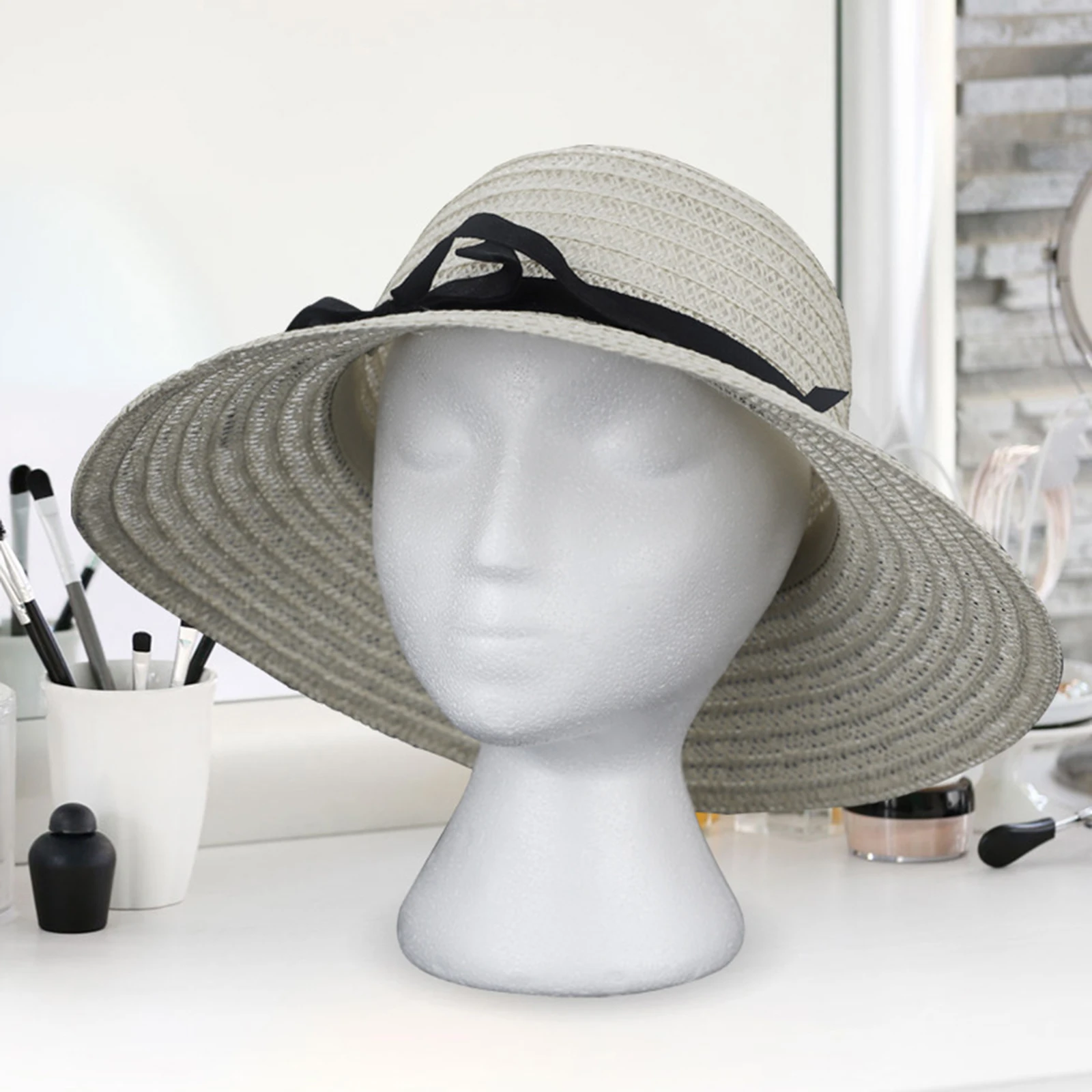 หญิงชาย Mannequin HEAD สีขาวโพลีสไตรีนโฟมโฟมหัวขาตั้งวิกผมหมวกชุดหูฟัง Display Stand Rack