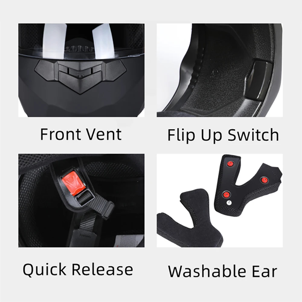 Casco de carreras de motocicleta de doble lente, protector de cara completa, Modular, cálido, aprobado por DOT, para invierno