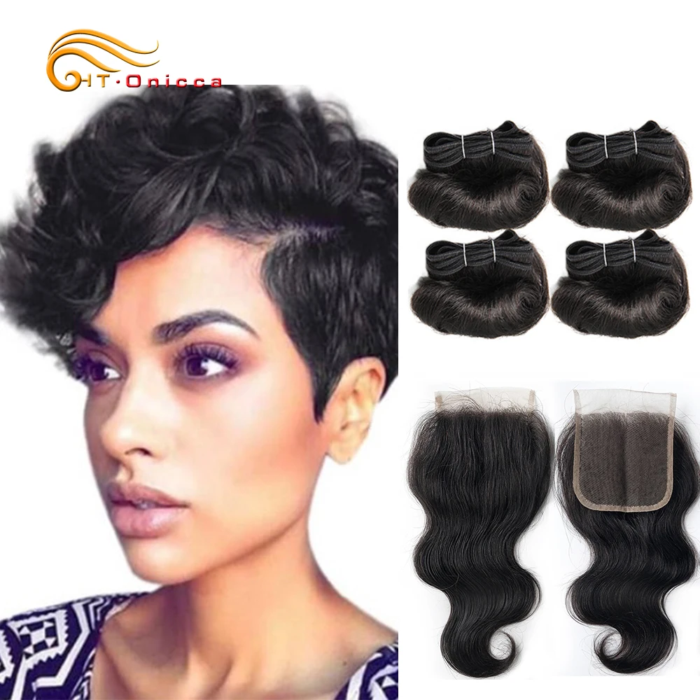 Onda do corpo brasileiro pacotes com fechamento pacotes de cabelo humano com fechamento extensões tecer cabelo humano 1b 27 30 cor borgonha