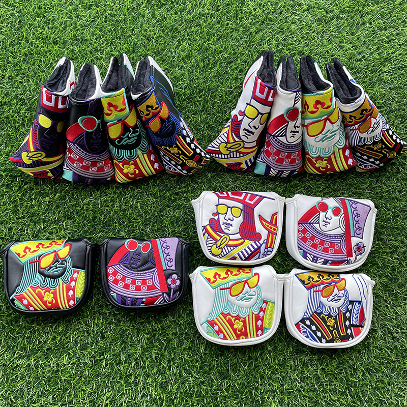 กษัตริย์และควีนและอัศวินกอล์ฟคลับไม้ Headcovers ไดร์เวอร์แฟร์เวย์ Woods Hybrid Cover ถ่ายภาพในรูปแบบจัดส่งที่รวดเร็ว