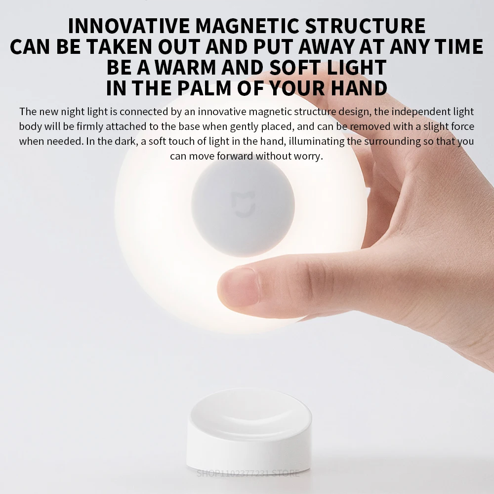 Xiaomi Mijia Luce notturna a induzione a LED 2 lampade Luminosità regolabile Sensore intelligente a infrarossi per il corpo umano con base magnetica