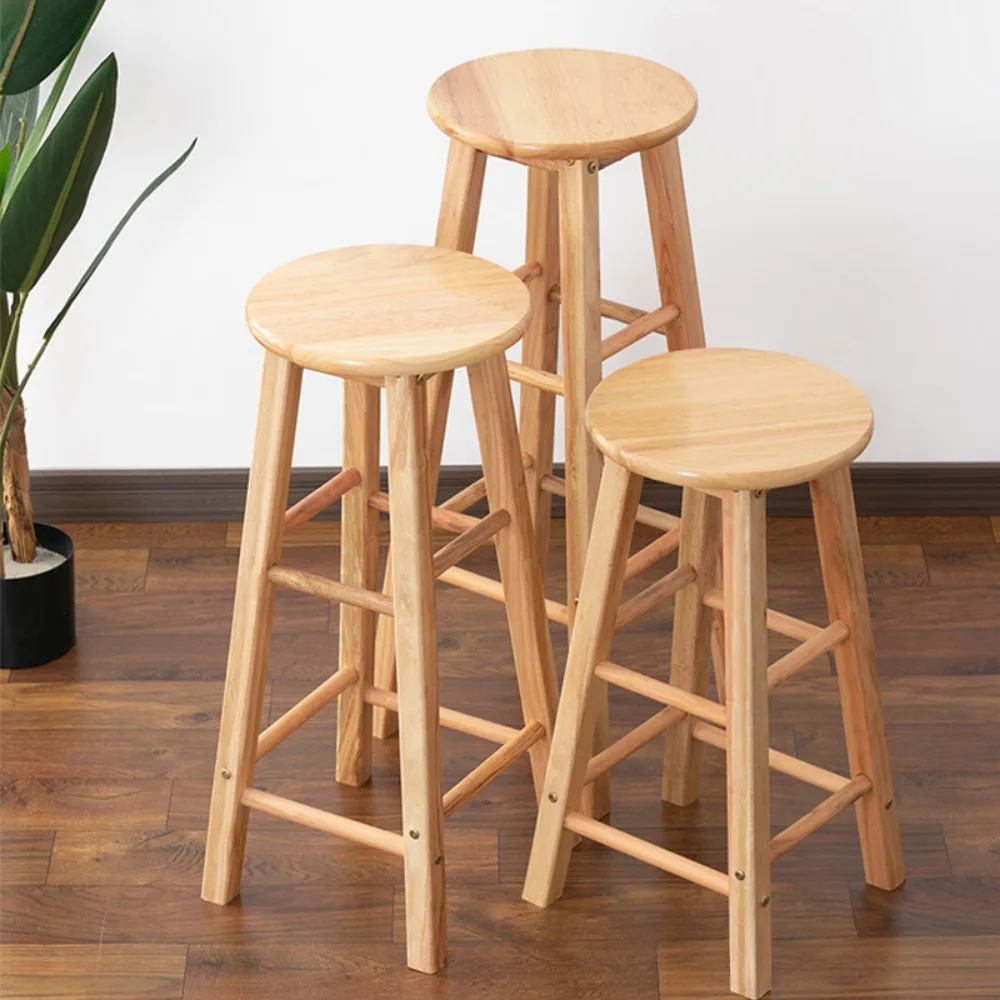 Bar Solid Wood Stool Household Milk Tea Shop Simplicity High Chair Multifunction Northern Strong Load-Bearing Capacity Bar Chair