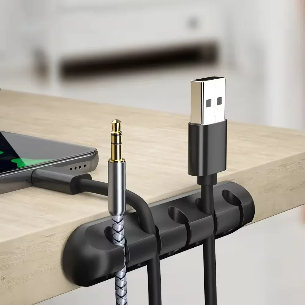 Clips de soporte de Cable adhesivo, organizador de cables de gestión de cables para escritorio, Cable de carga USB, mesita de noche, Cable de alimentación, Cable de ratón