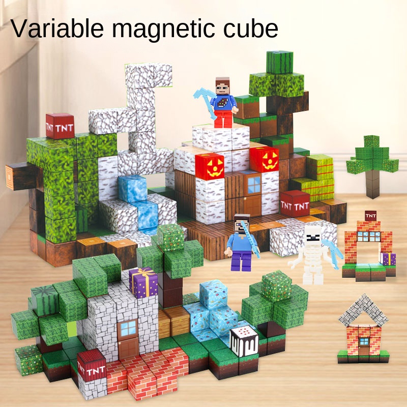 Nouveaux blocs magnétiques-ensemble monde magnétique pour garçons et filles, jouets de Construction sensorielle pour les tout-petits, cadeaux de noël