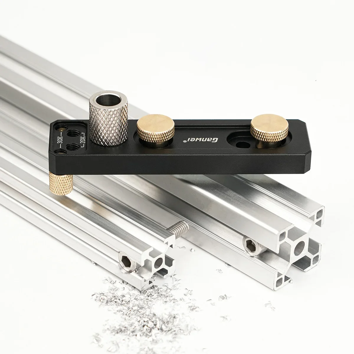 Aluminum Profile Track Drill Guide for Vertical Puncher for 20#30#40# Aluminum Profiles, With Sliders and M6 Countersunk Step Dr