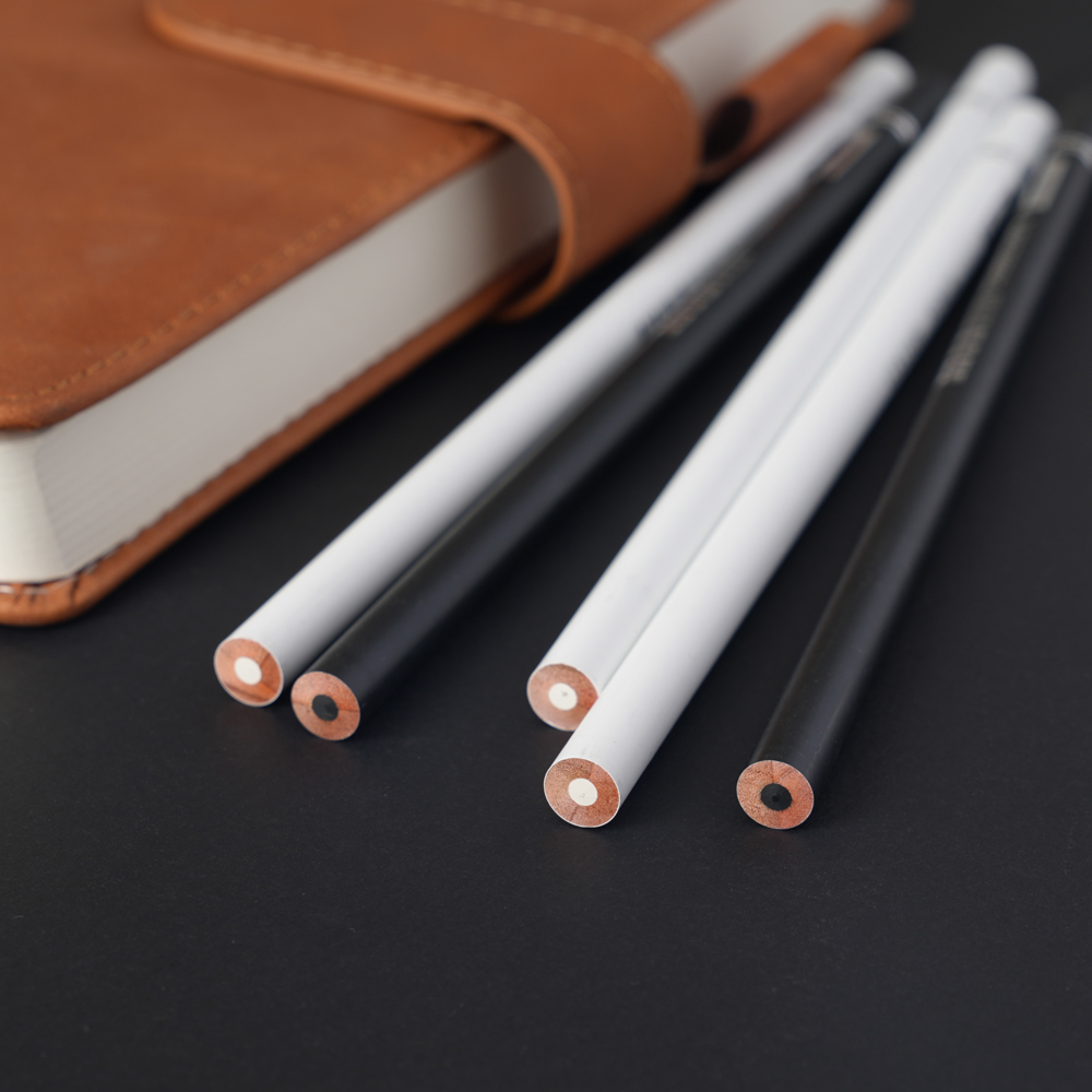 6 個黒白カラー鉛筆永久色描画鉛筆油性木製色鉛筆アーティストや初心者アート