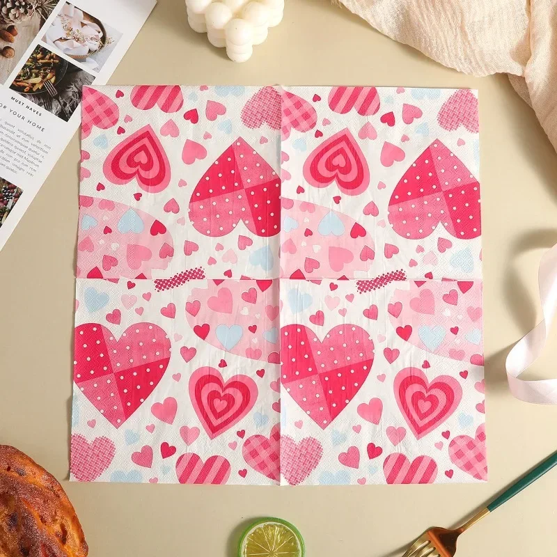 10/20pcs Valentine's Day Napkin Love Series Colorful Paper Placemats Party Ambience Decorative Paper Butterfly Bone Bart Paper