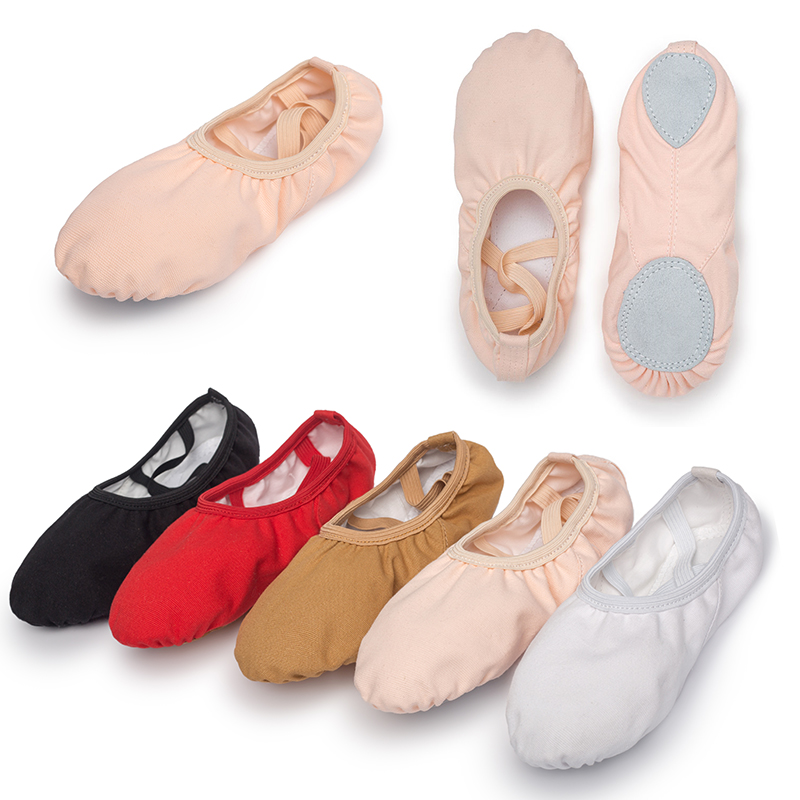 Zapatillas de ballet de lona para niñas, zapatillas de ballet para mujeres y niños, práctica clásica, suela dividida, baile plano para adultos