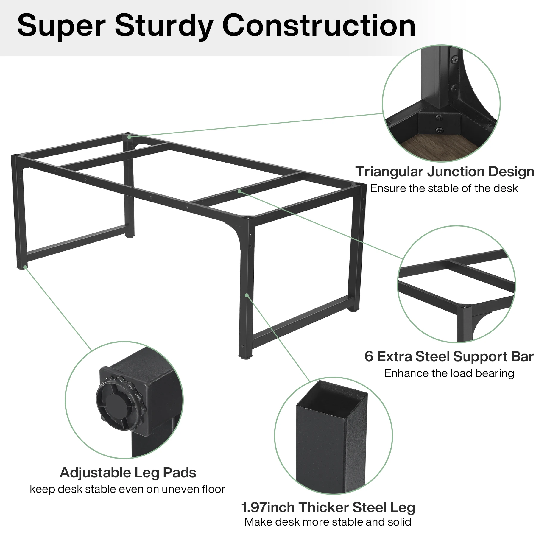 Tribesigns 63” Executive Desk, Large Office Computer Desk with Thicken Frame, Modern Simple Workstation Business Furniture