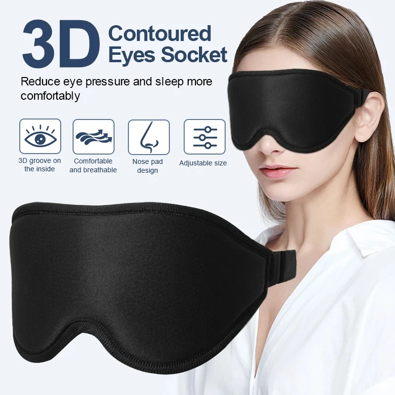 Mascarilla para dormir con copa contorneada en 3D, venda para los ojos, cóncava moldeada, mascarillas para dormir de noche, bloquea la luz con parche ocular para mujeres y hombres