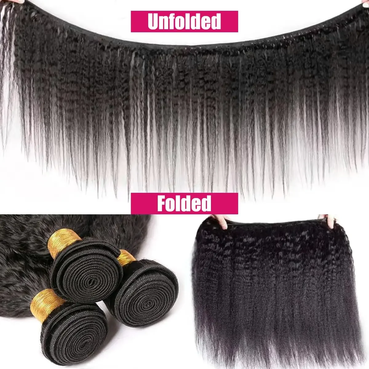 BAHW Brasil Kinky Tóc Thẳng Lưng Yaki Tóc Thẳng Lưng 12A Cấp Yaki Tóc Phần Mở Rộng 1/3/4 Viên tóc Dệt