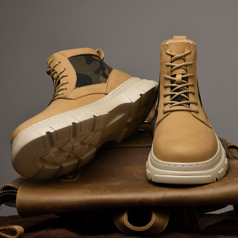 Genuine Leather Men Motorcycle Boots Four Seasons High Top Shoes Outdoor Casual Hiking Boots Fashion Ankle Boots Anti-slip Botas