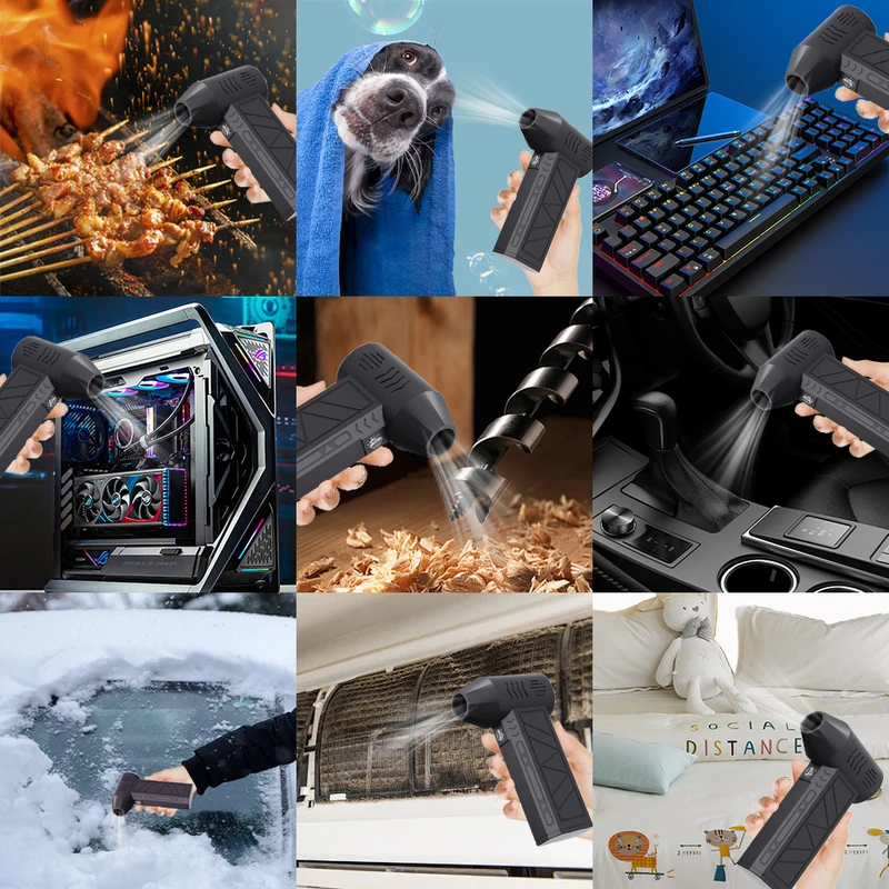 130000   RPM brushless MINI AIR Blower ไฟฟ้า Air Duster 3 เกียร์ Turbo Violent Blower ชาร์จไฟได้พร้อมไฟทําความสะอาดรถยนต์ Seald