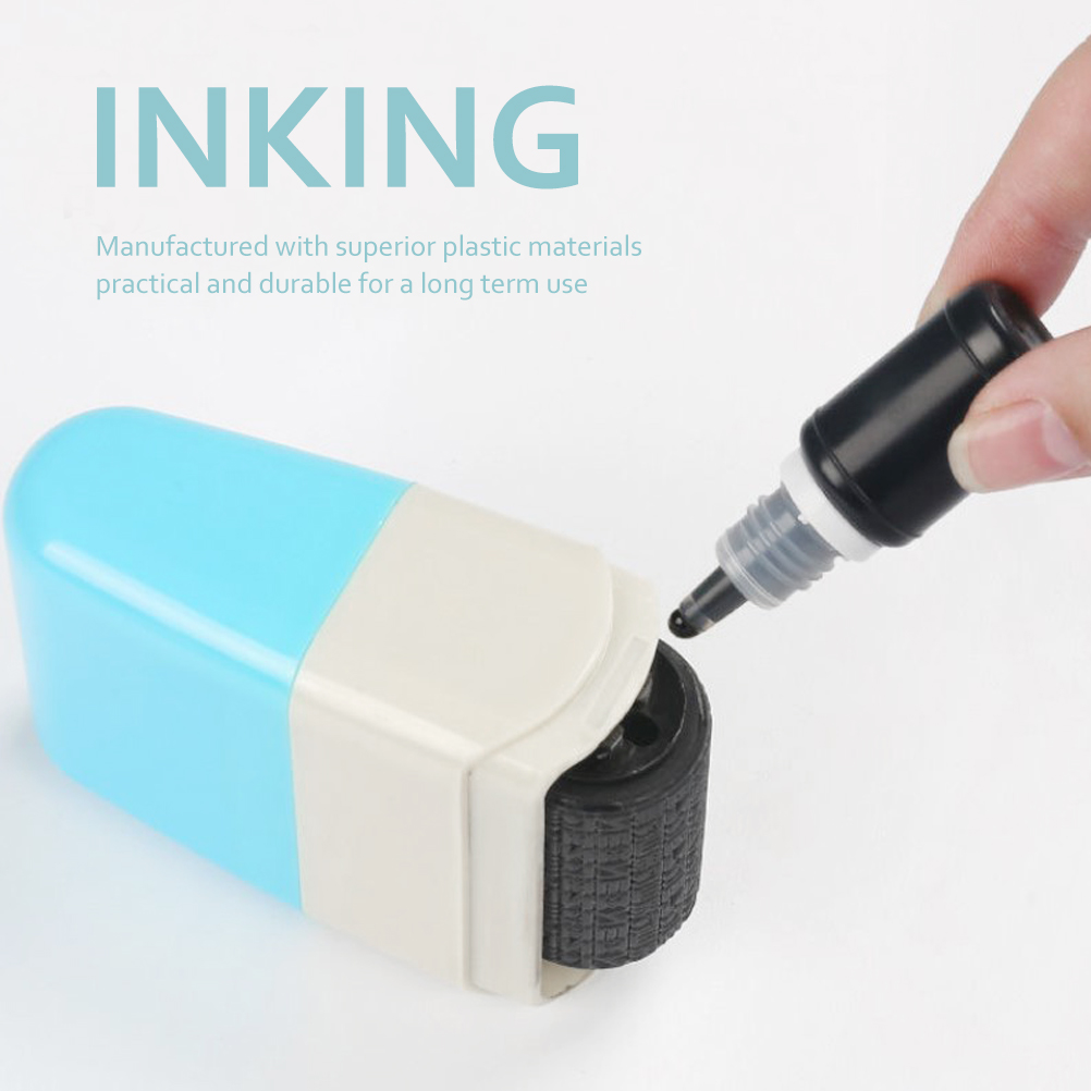 Rollen Vertrauliches verstümmeltes Siegel Typ Privatsphäre Informationen Anti-Leckage-Werkzeug Stempel Scrollrad Himmelblauer Kunststoff