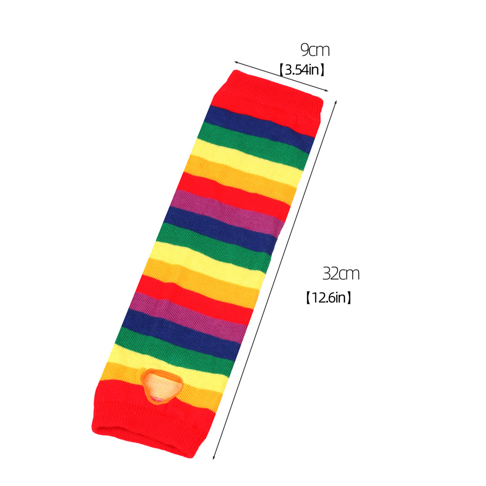 Regenbogen Langarm Frau Winter Armstulpen Stricken Manschetten Handschuhe Bunte Gestreifte Ärmel Urlaub Party Arm Abdeckung Cosplay Handschuhe