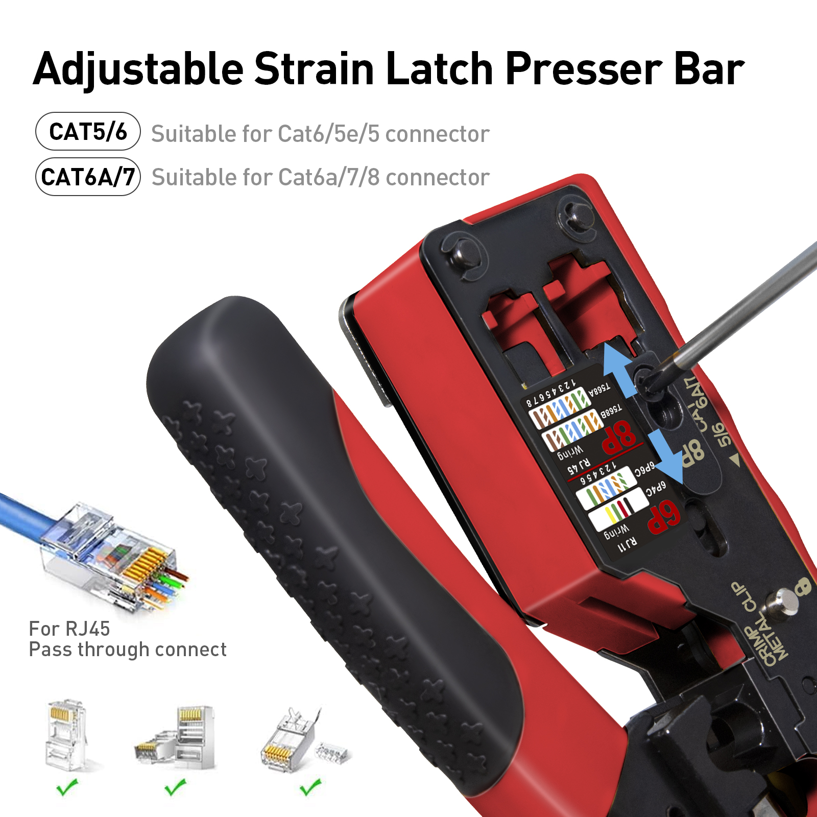 Обжимной инструмент ZoeRax RJ45 для разъемов Ethernet Cat7 Cat6a Cat6 Cat5e, кусачки для проводов, щипцы Ethernet со сменным лезвием