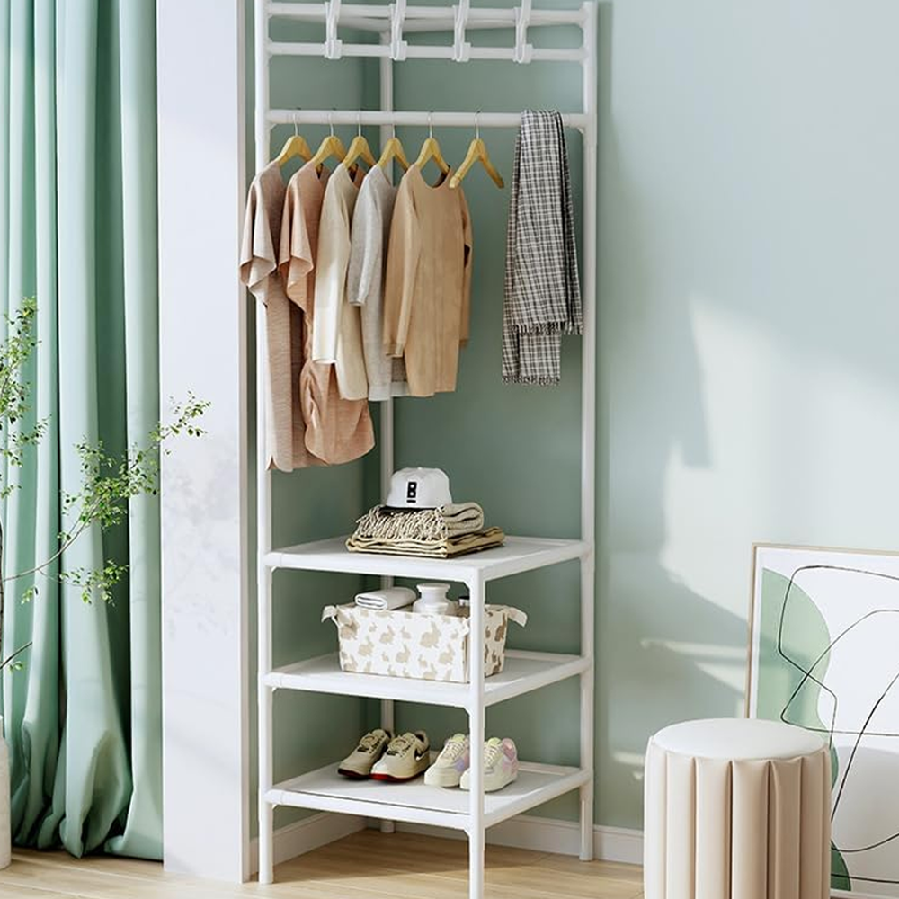 Corner Coat Hat Rack Multi-Layer Floor Standing Corner Hanger Corner Clothes Rack Save-space Clothing Storage Shelf