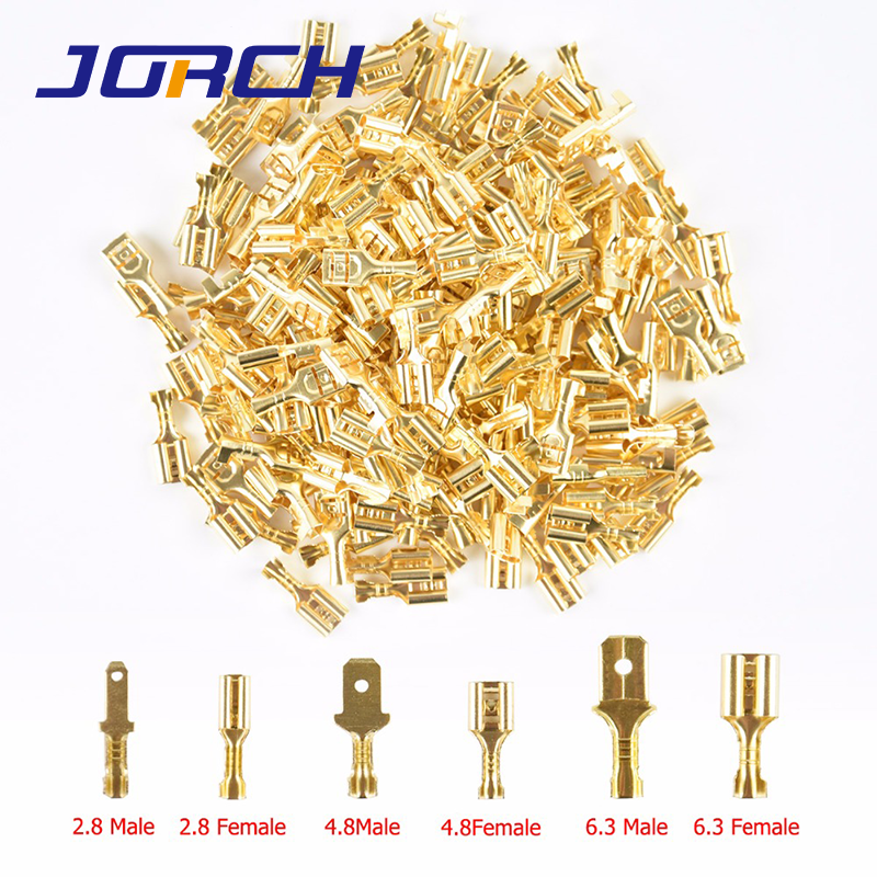50Pcs 2.8mm 4.8mm 6.3mm Plug Spring Female Male Spade Cold Crimp Terminals Connector Car Speaker Electrical Wire connectors Set