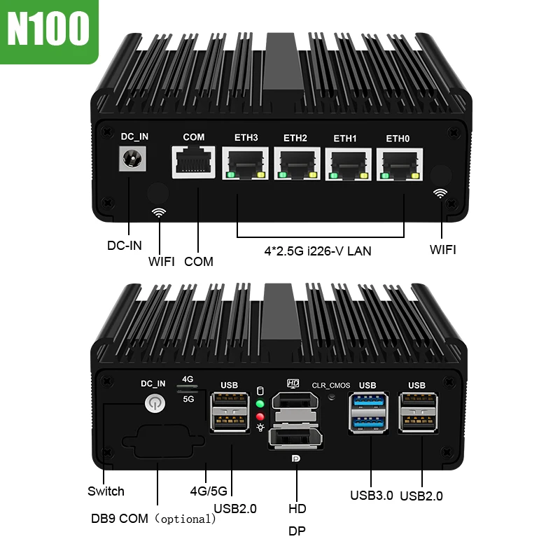 Soft Router 12th Gen Intel N100 N6000 N5105 4*2.5G i226 LAN Firewall Appliance Computer Fanless Mini PC pfSense PVE ESXi Win11