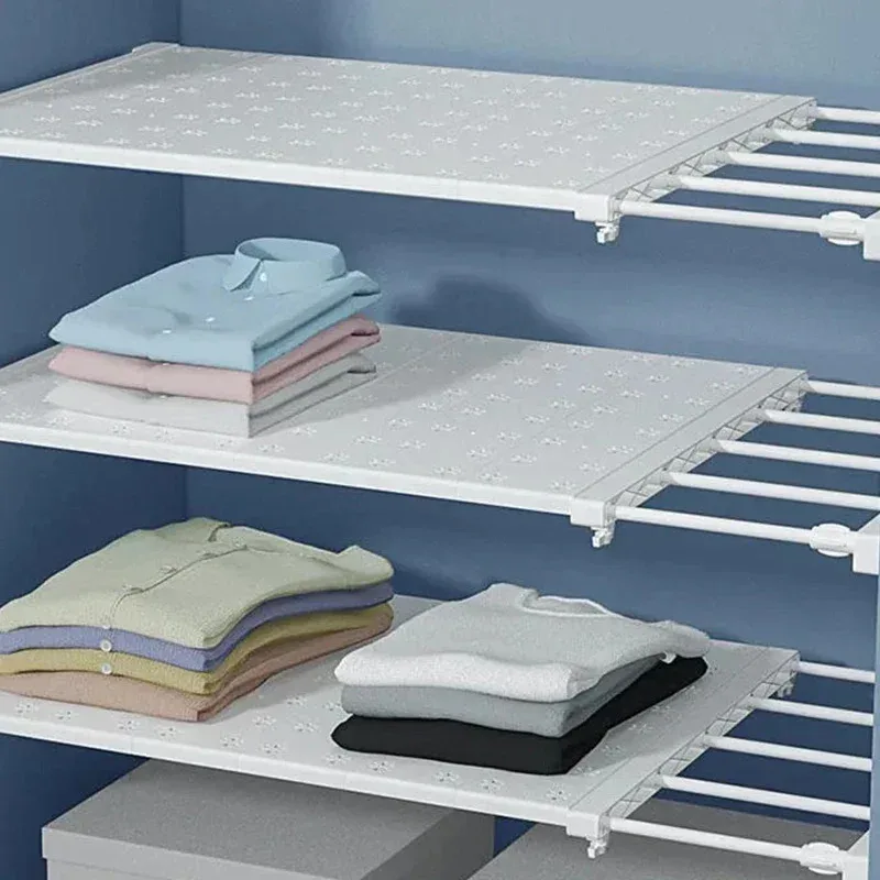 ปรับ Closet Organizer ชั้นวางของติดผนังห้องครัว Rack ประหยัดพื้นที่ตู้เสื้อผ้าชั้นวางของตกแต่งผู้ถือตู้