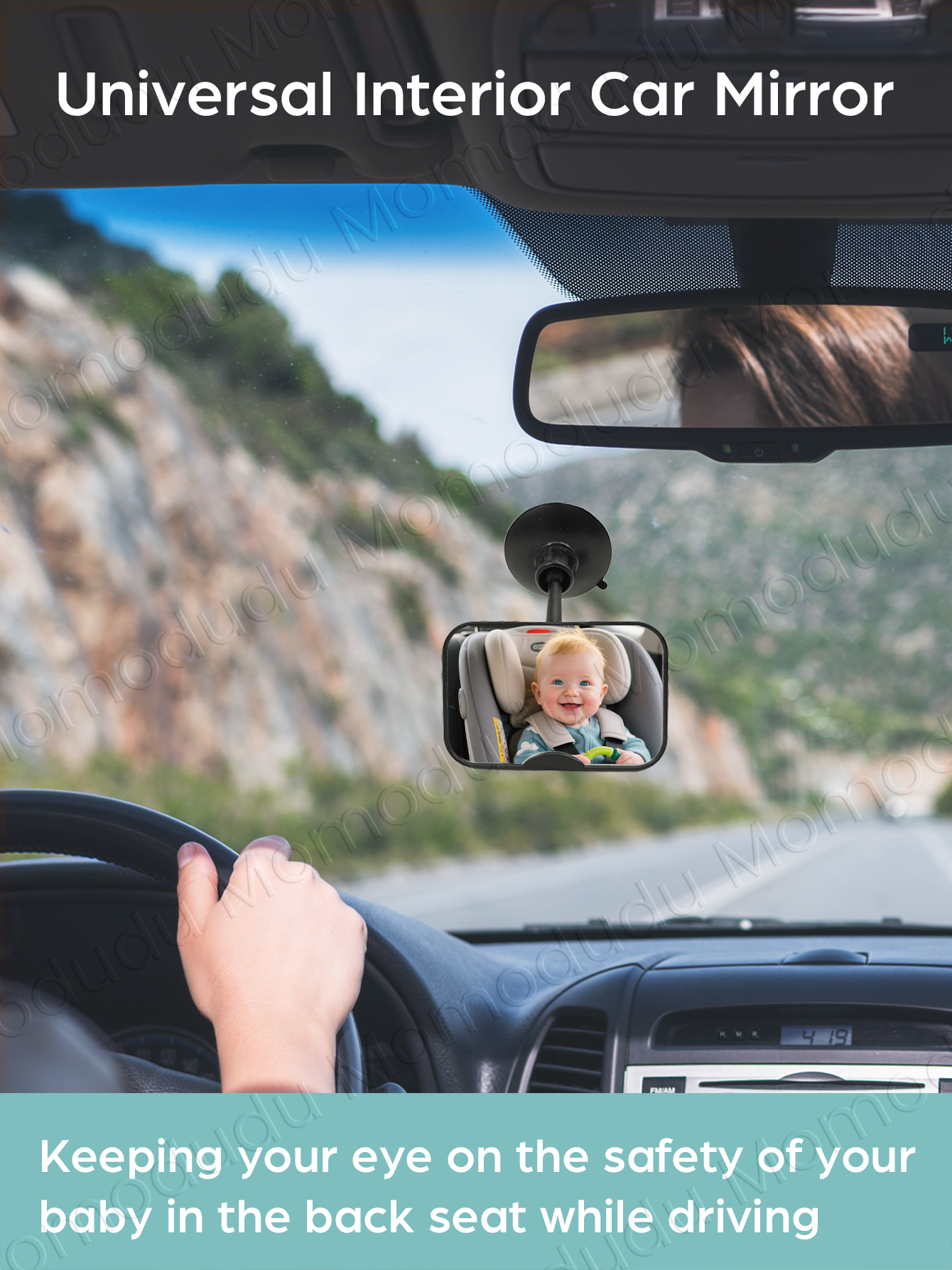 Espelho de assento de carro ajustável preto 2 em 1 360 °   Ventosas inquebráveis rotativas, fácil instalação para monitoramento de crianças com revestimento traseiro