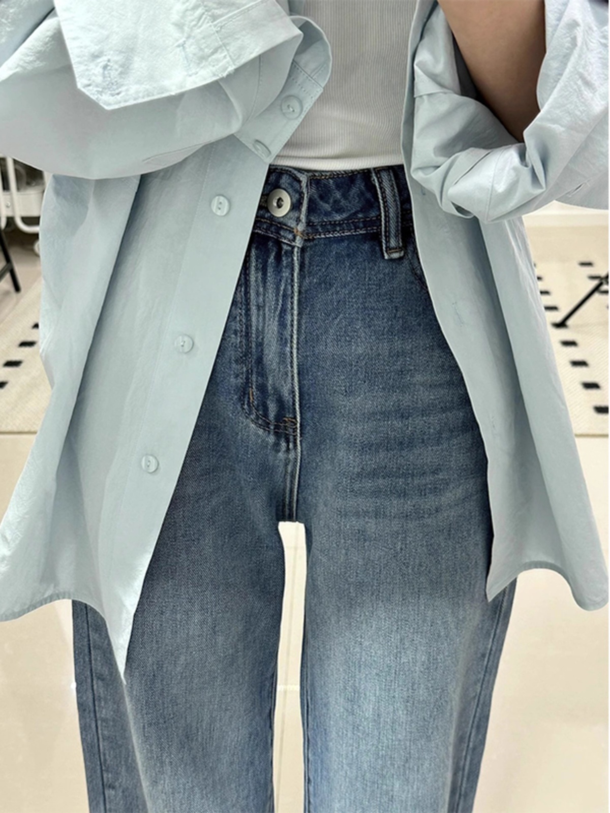 High Waist Loose Straight Jeans for Pear aped Women plus Size Denim Pants Autumn New Sle Slimming Wide Leg Trousers