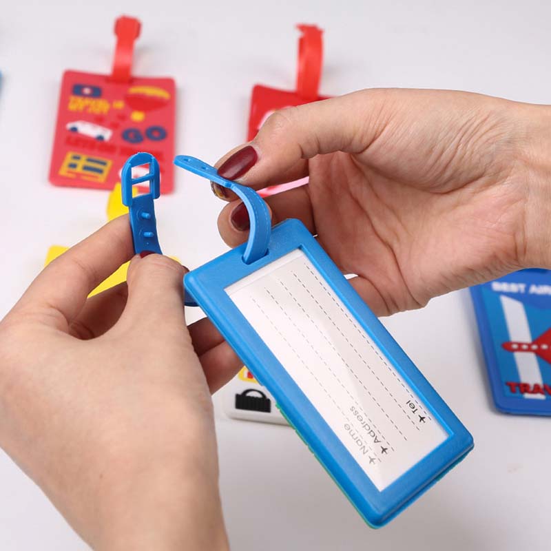 Criativo ponto retângulo bonito acessórios de viagem etiquetas de bagagem mala estilo dos desenhos animados moda silicone portátil etiqueta de viagem