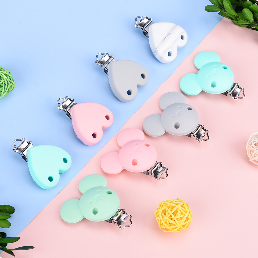 Lofca clipe de silicone 5 pçs chupetas do bebê para diy chupeta corrente enfermagem dentição presentes do bebê grau alimentício livre bpa bebê