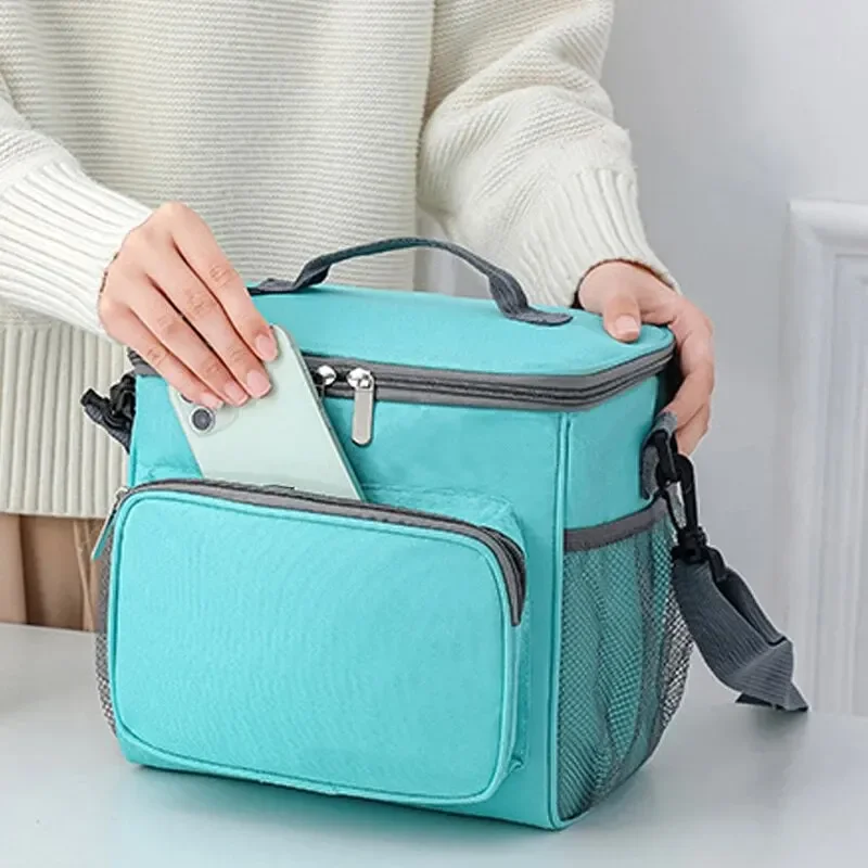 Práctica bolsa aislante gruesa Oxford de hombro Manual de gran capacidad para Picnic al aire libre, Camping y almuerzo