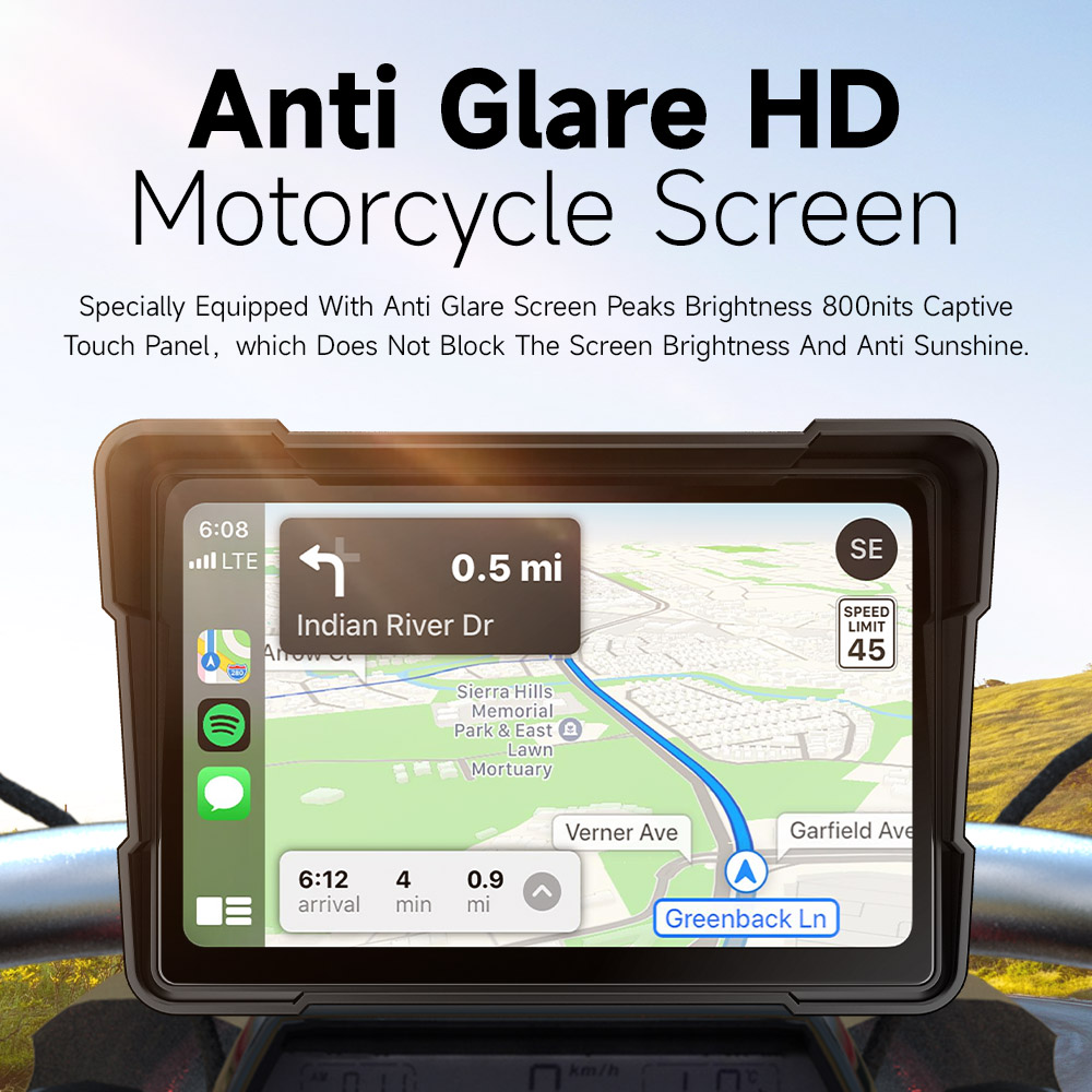 Jiuyin 5Inch Motorcycle Navigation Gps Hd Dual Video Recording Smart Wireless Apple Carplay Android Ipx7 Waterproof