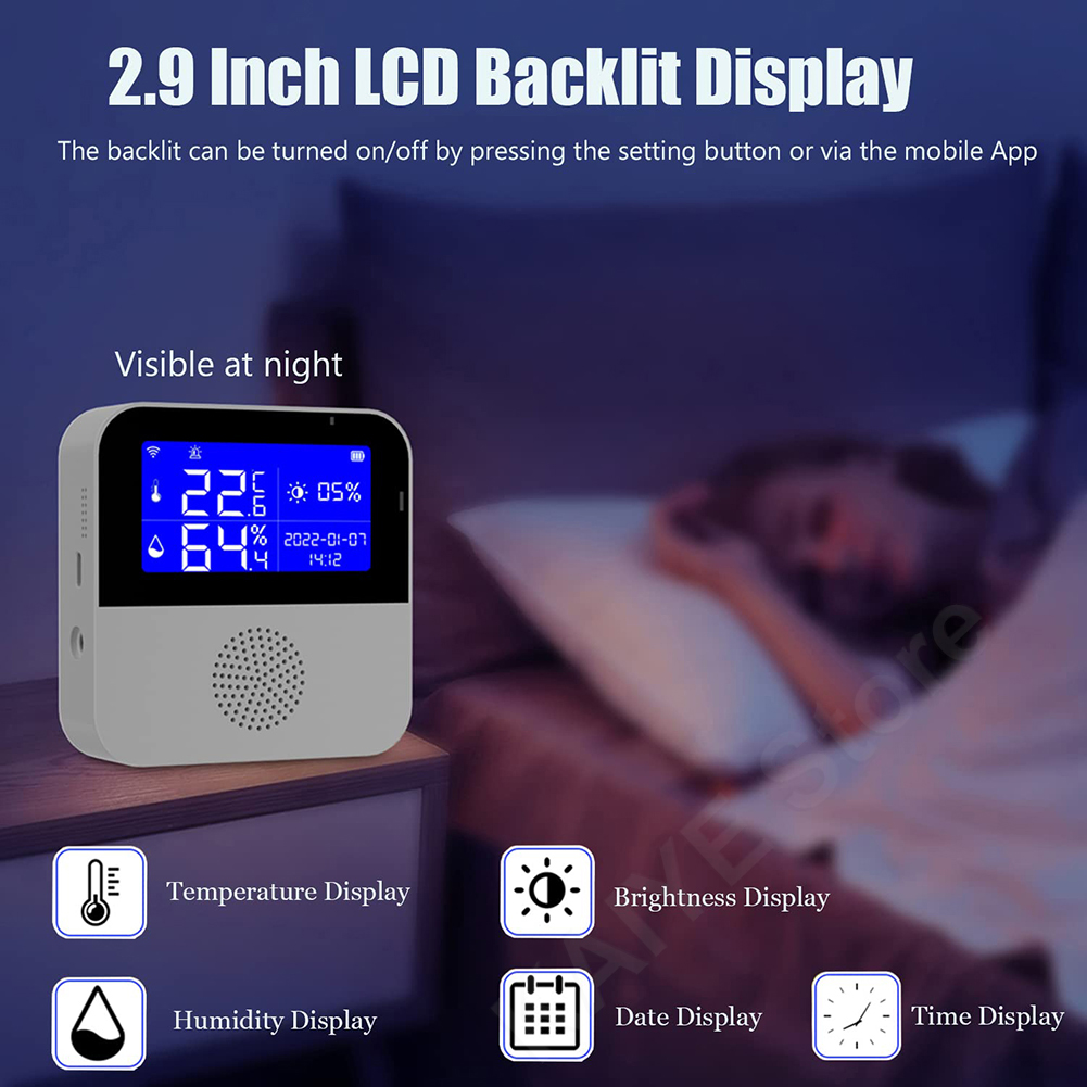 Tuya-Sensor de humedad y temperatura con WiFi, dispositivo inteligente para el hogar con pantalla LCD, termómetro interior y exterior, higrómetro, compatible con Alexa